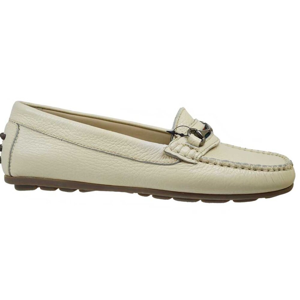 Calzoleria Toscana 8199 Ladies Deer Skin Loafer Cream